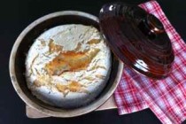 old-fashioned white loaf in my ceramic dutch oven