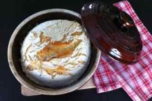 old-fashioned white loaf in my ceramic dutch oven